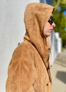 Vintage 90s Brown Suede Leather Parka