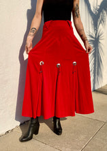 Load image into Gallery viewer, Vintage Western Wear Red Skirt with Concho Details
