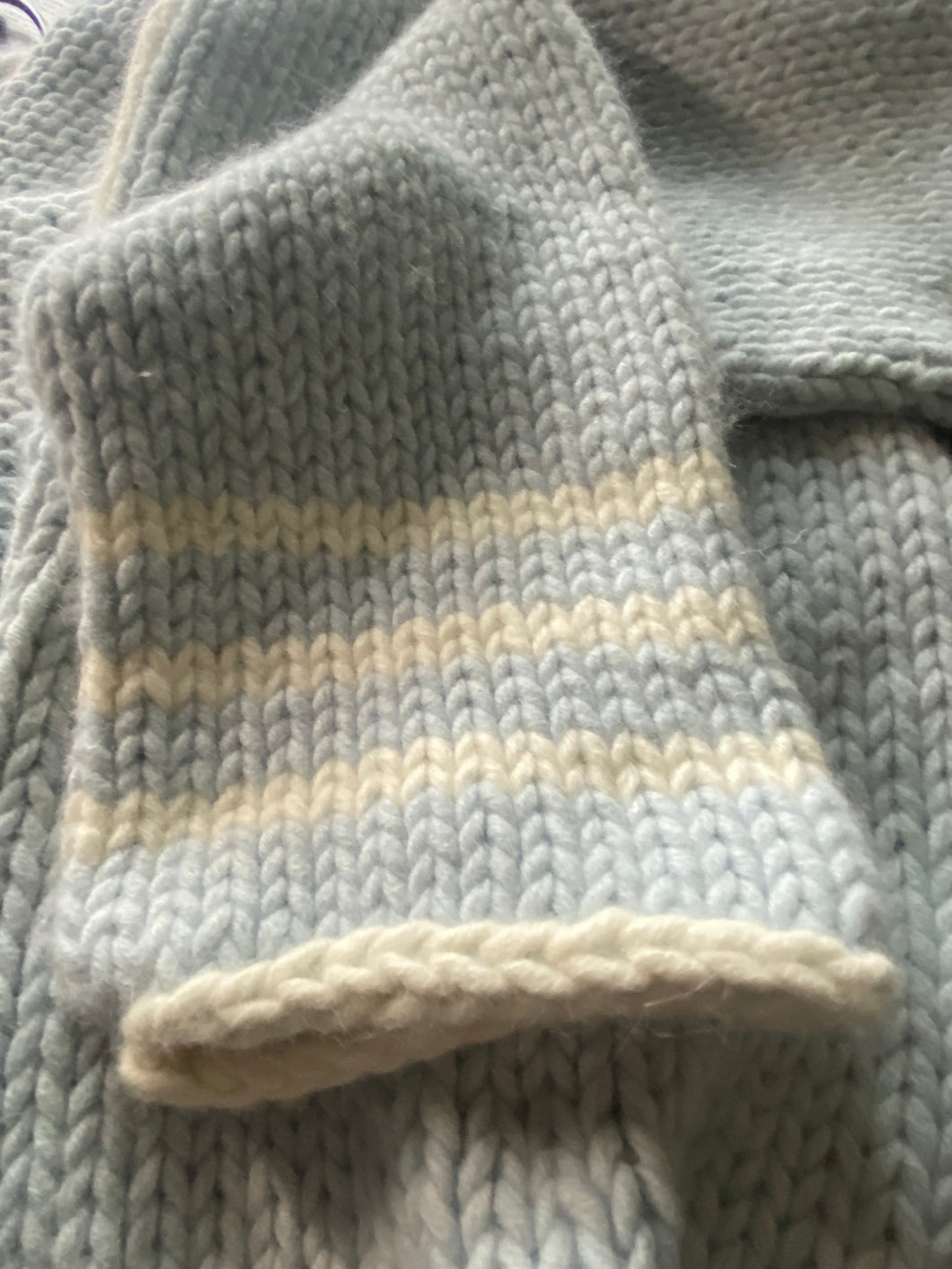 baby blue hand knit open cardigan
