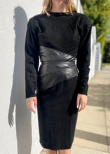 Load image into Gallery viewer, Vintage 80s Black Leather Dress, Long Sleeve 80s Dress
