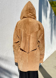 Vintage 90s Brown Suede Leather Parka