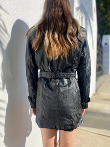 Vintage 90s WILSONS Black Leather Trench