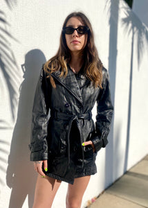 Vintage 90s WILSONS Black Leather Trench