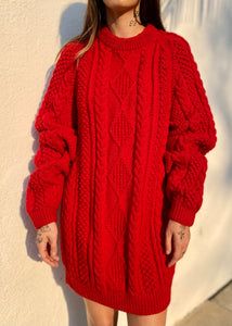 Vintage Irish Fishermans Sweater in Red