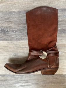 Vintage 80s Via Spiga Knee High Brown Leather Boots