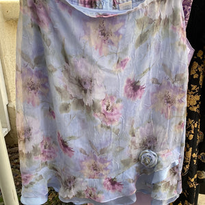 purple floral print midi skirt