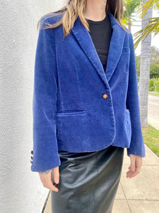 Vintage Corduroy Blazer in Blue, Shrunken Vintage Blazer