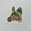 Vintage Brooch Cats Riding Bicycle