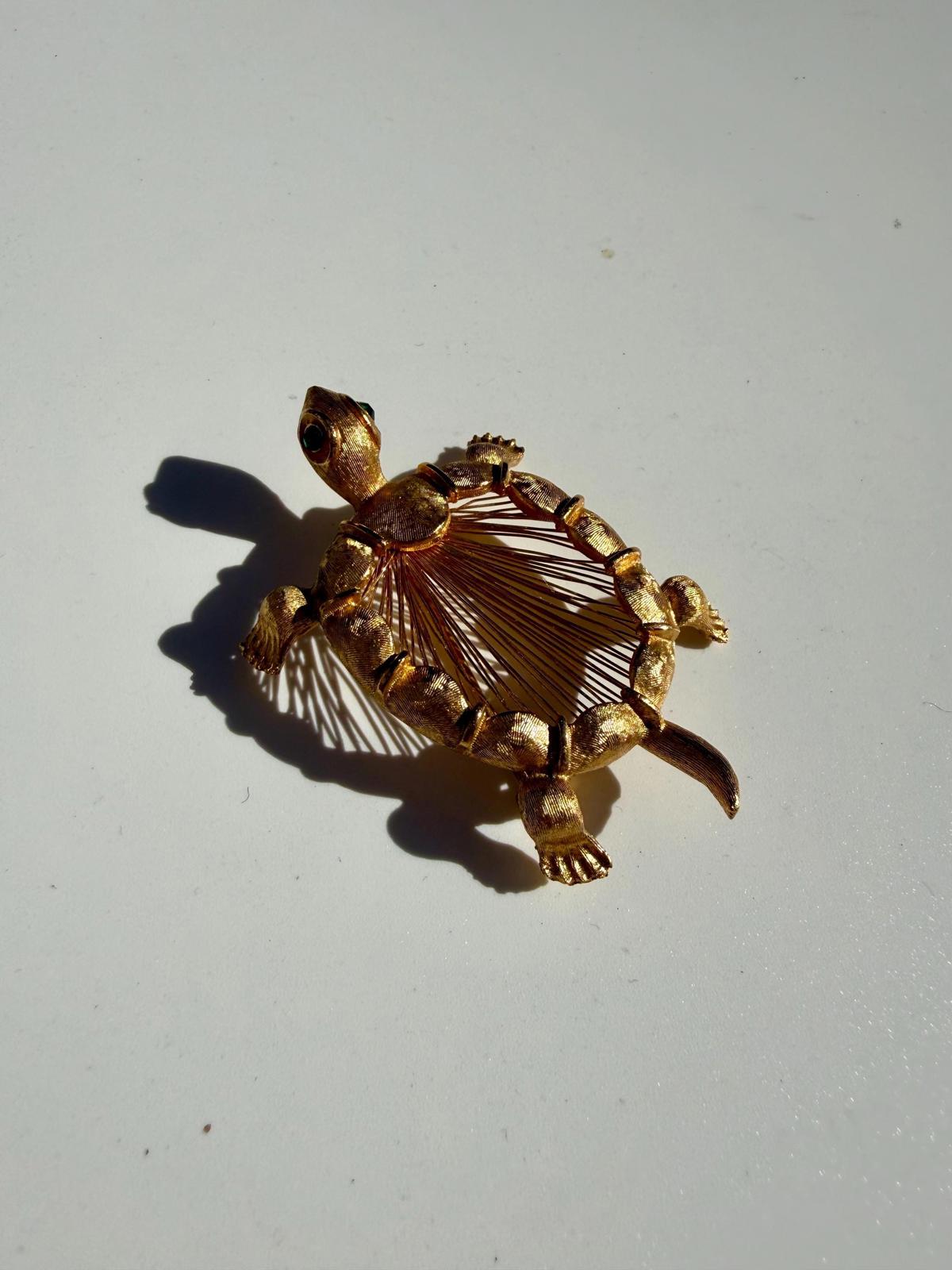 Vintage Figural Turtle Brooch | Gold Tone Tortoise Pin