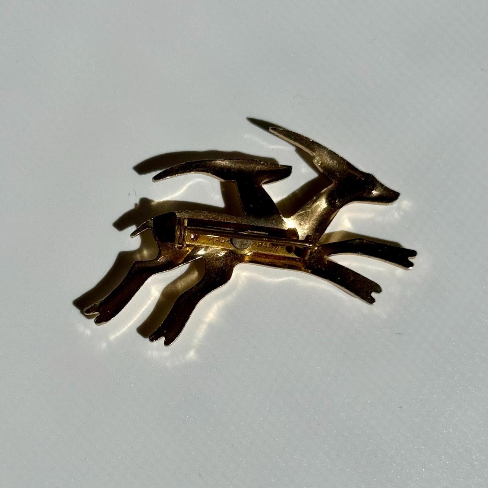 Vintage Gazelle Brooch | Gold Tone Antelope Deer Pin