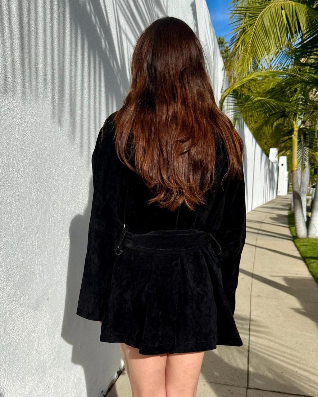 Vintage Black Suede Trench Coat