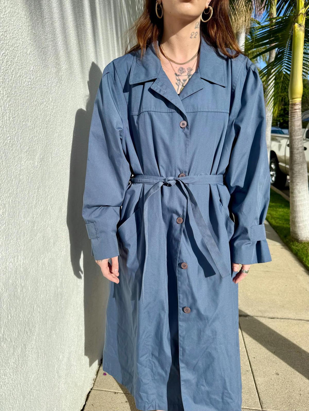 Vintage London Fog Trench | Blue Gray USA Made | Size 16P