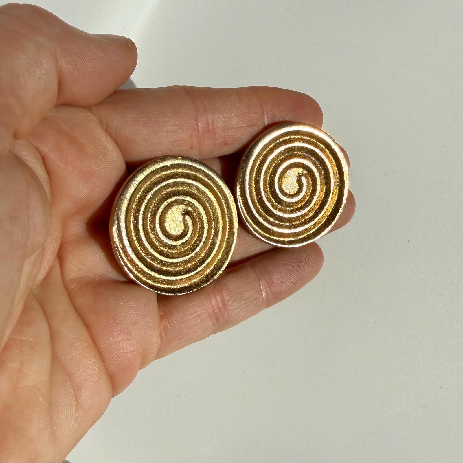 Vintage Mid-Century Gold Tone Swirl Earrings