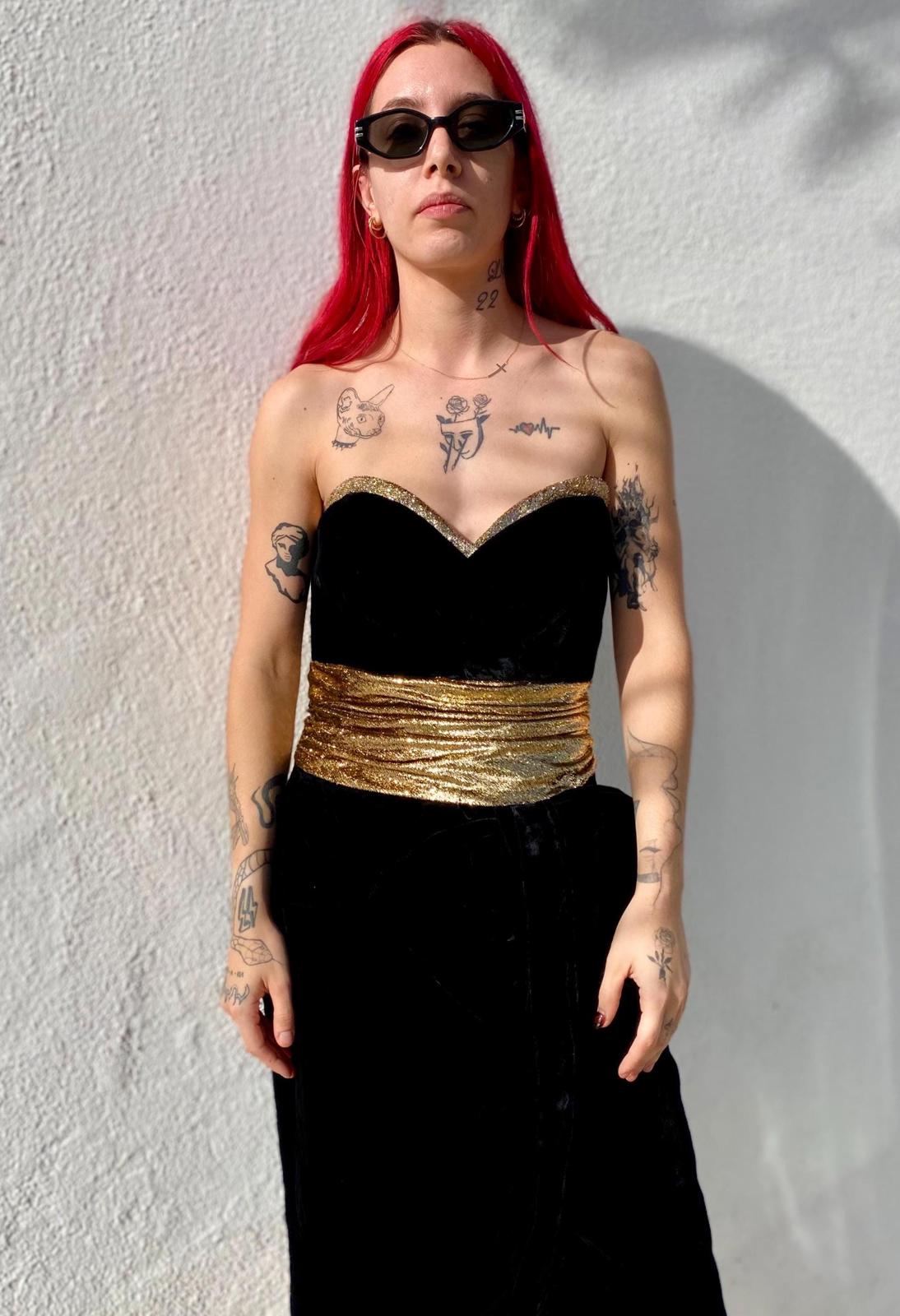 VTG 90s Black Velvet Party Dress