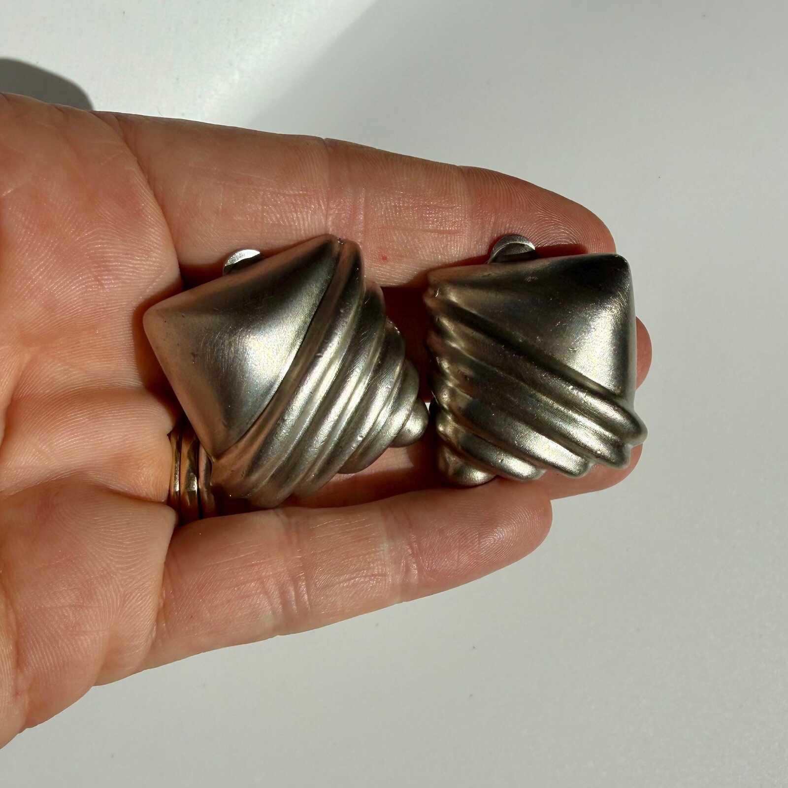 Vintage Silver Tone Geometric Square Earrings