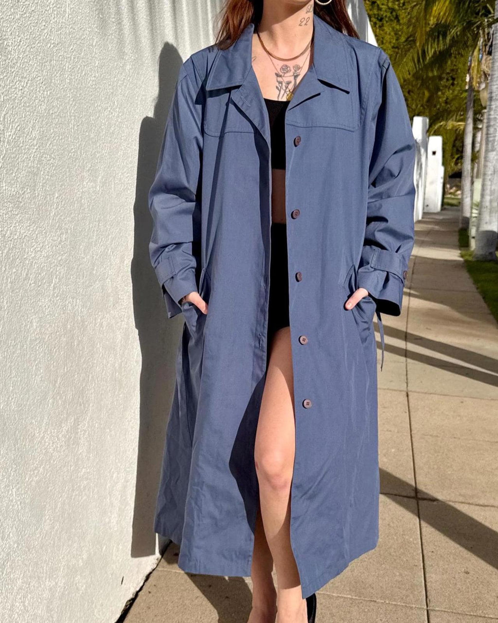 Vintage London Fog Trench | Blue Gray USA Made | Size 16P