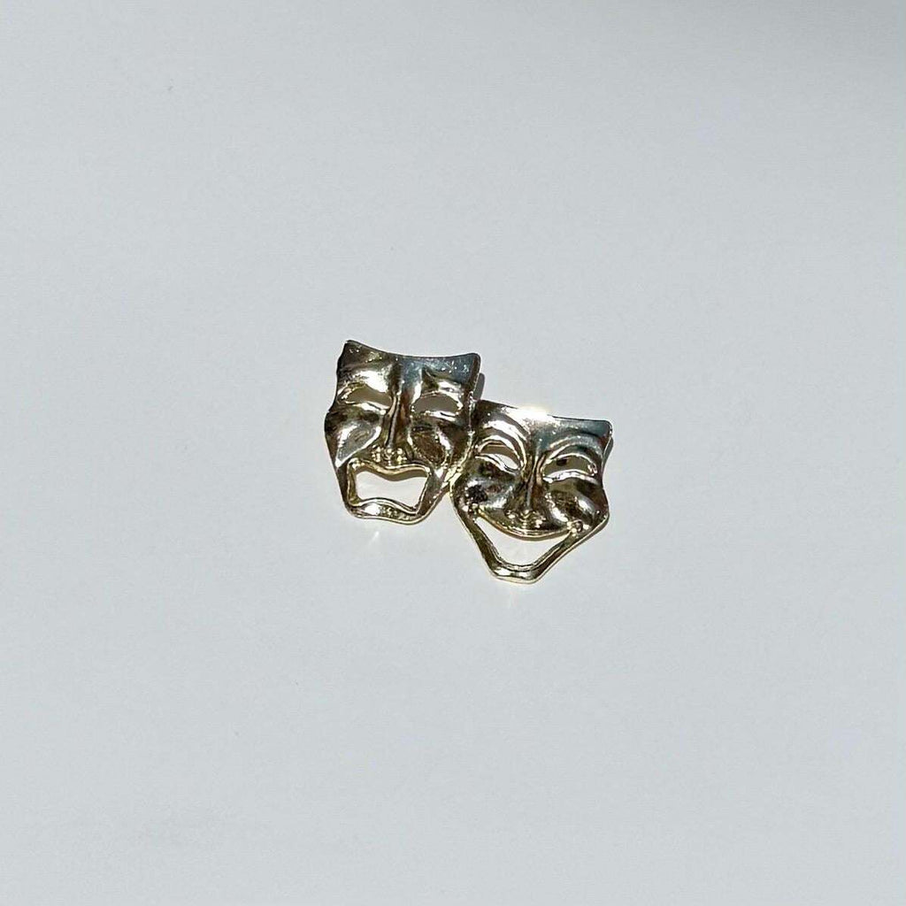Vintage Gold Tone Comedy and Tragedy Faces Brooch