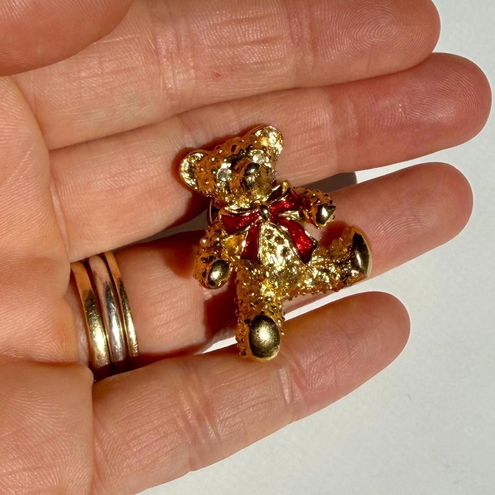 Vintage Gold Teddy Bear Pin | Gold Tone Brooch