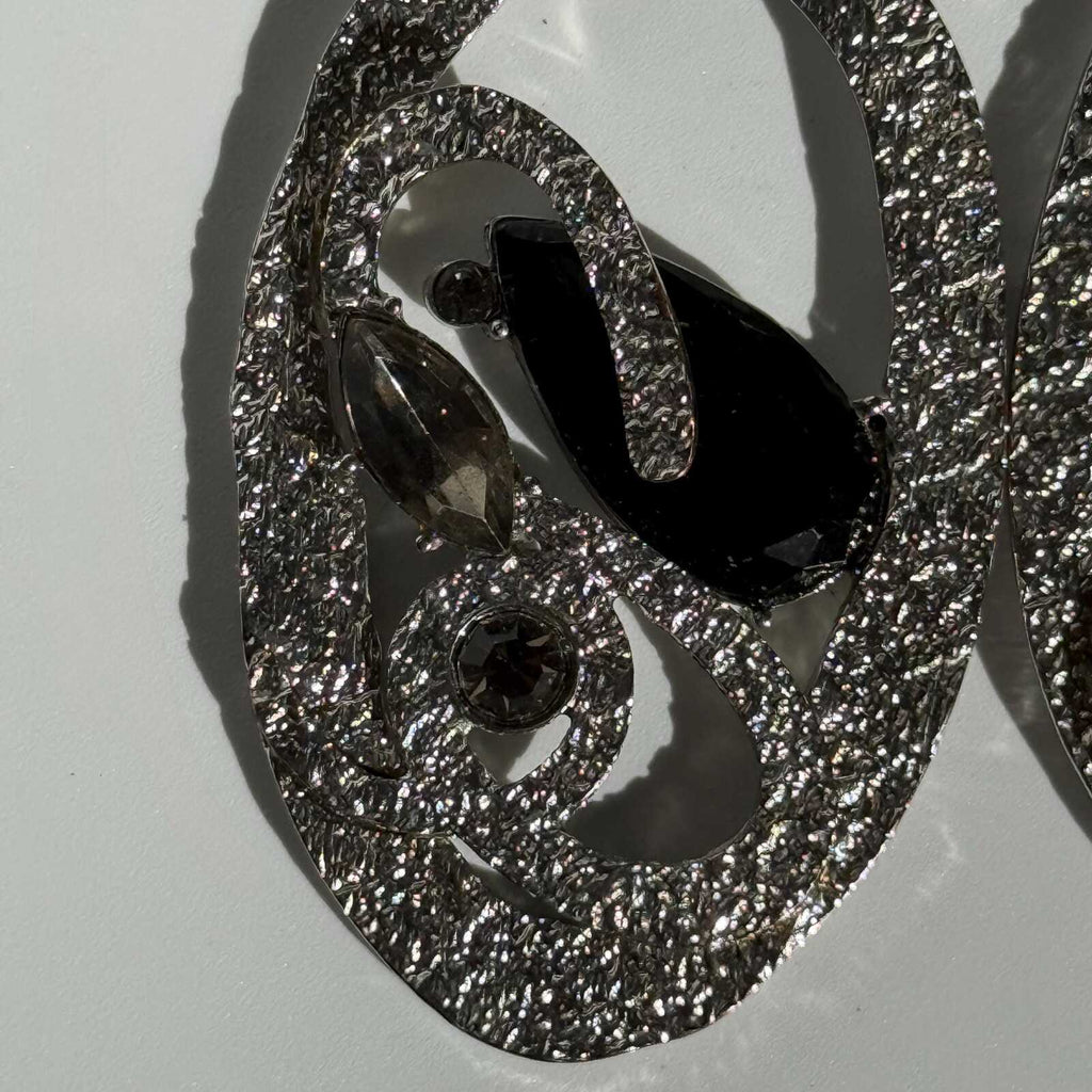 Vintage Oversized Silver Tone Drop Earrings