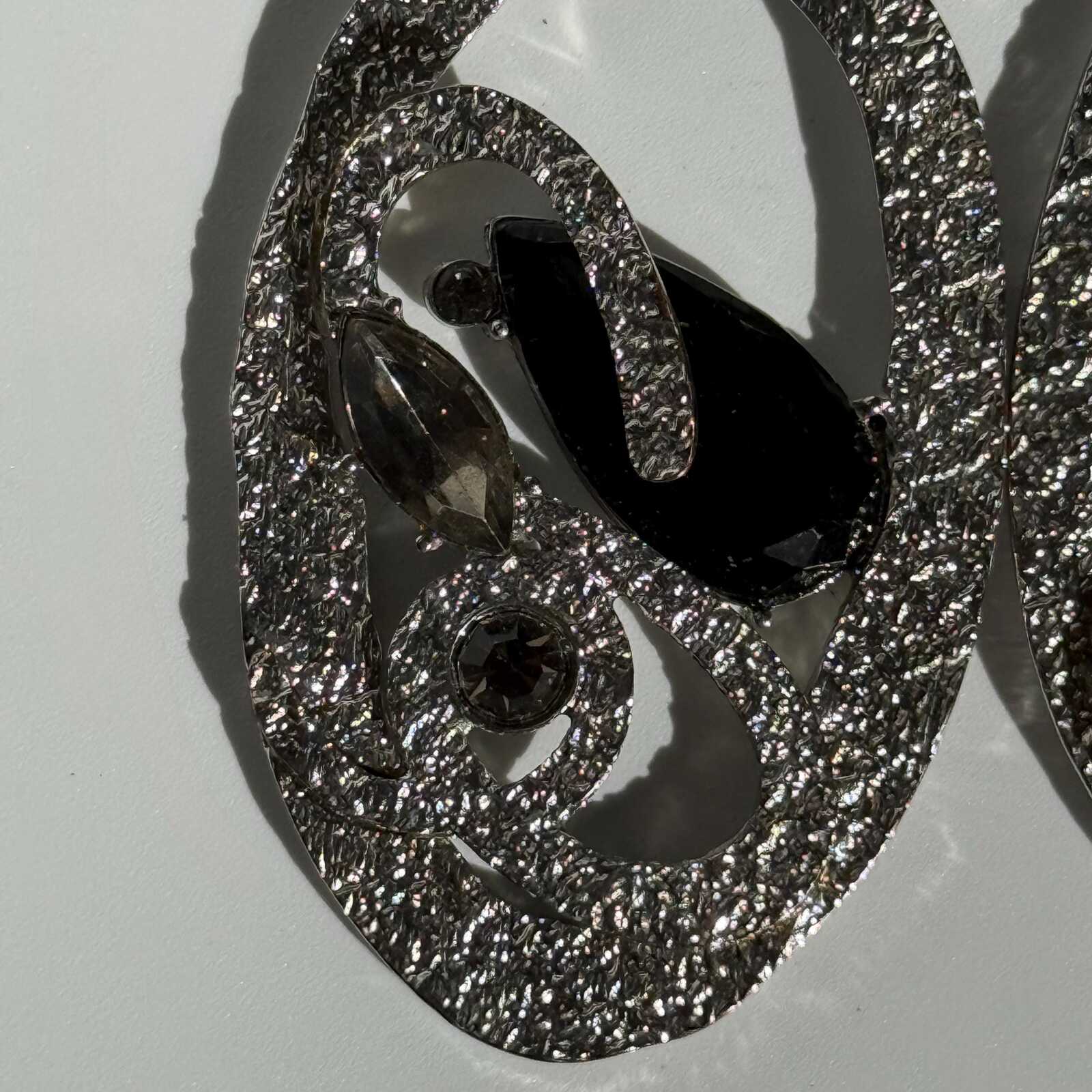 Vintage Oversized Silver Tone Drop Earrings