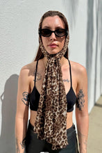 Load image into Gallery viewer, Vintage Extra Large Leopard Print Sheer Scarf Brown Animal Print Mesh Head Scarf
