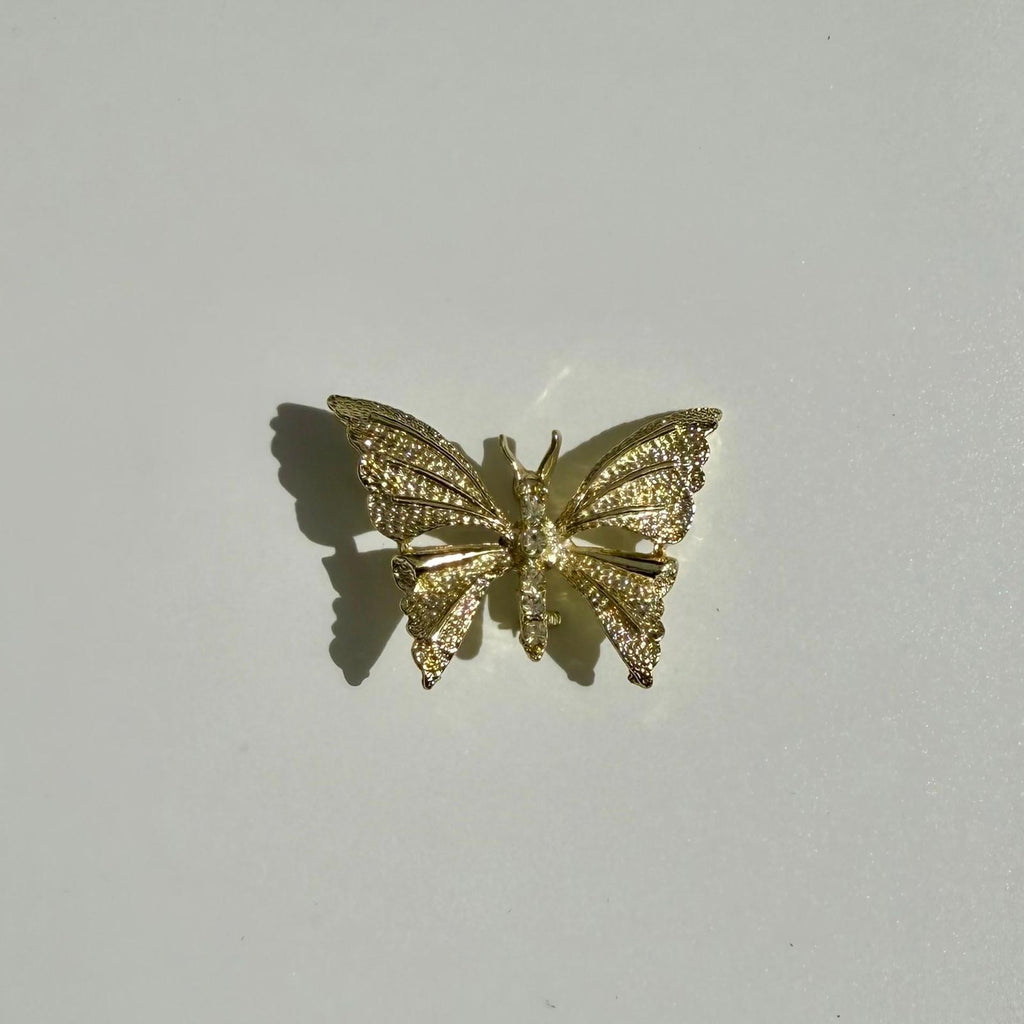 Vintage GERRY’S Butterfly Brooch | Gold Rhinestone Pin