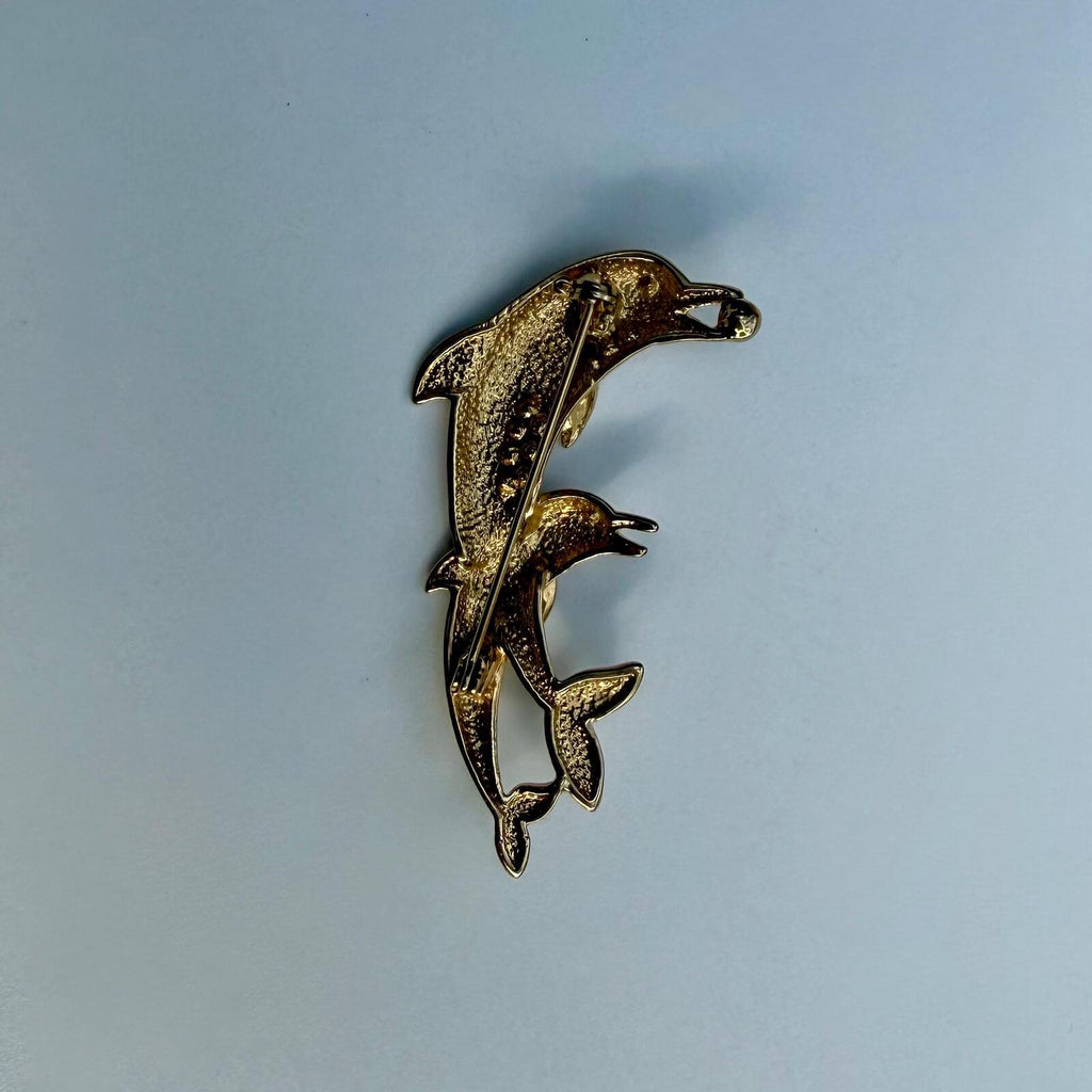 Gold Tone Dolphin Brooch