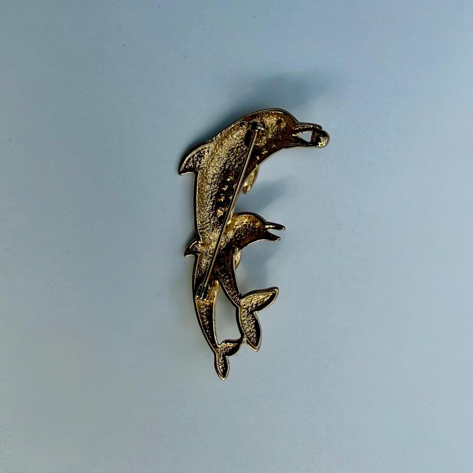 Gold Tone Dolphin Brooch