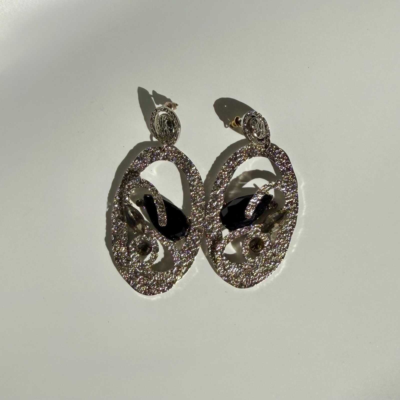 Vintage Oversized Silver Tone Drop Earrings