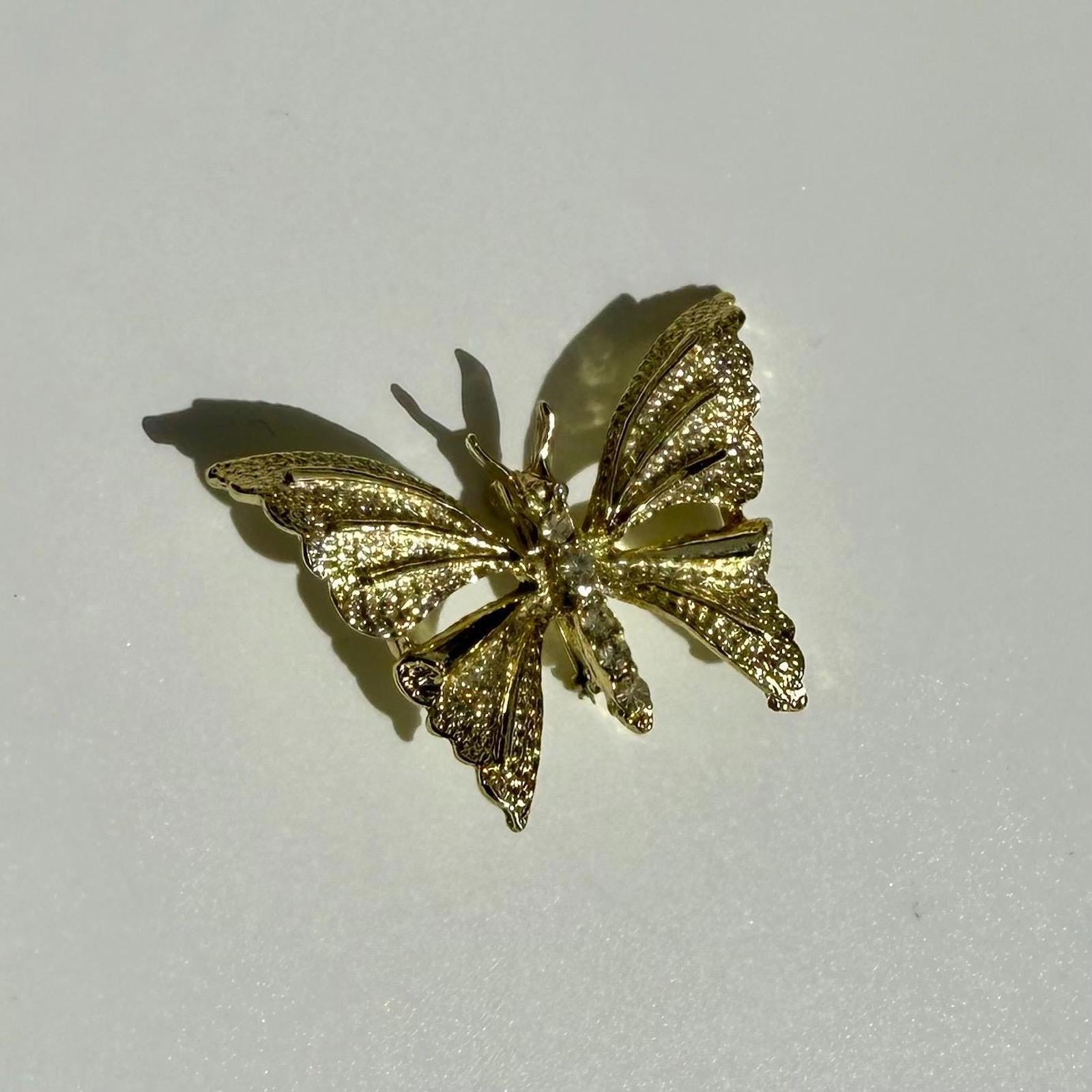 Vintage GERRY’S Butterfly Brooch | Gold Rhinestone Pin