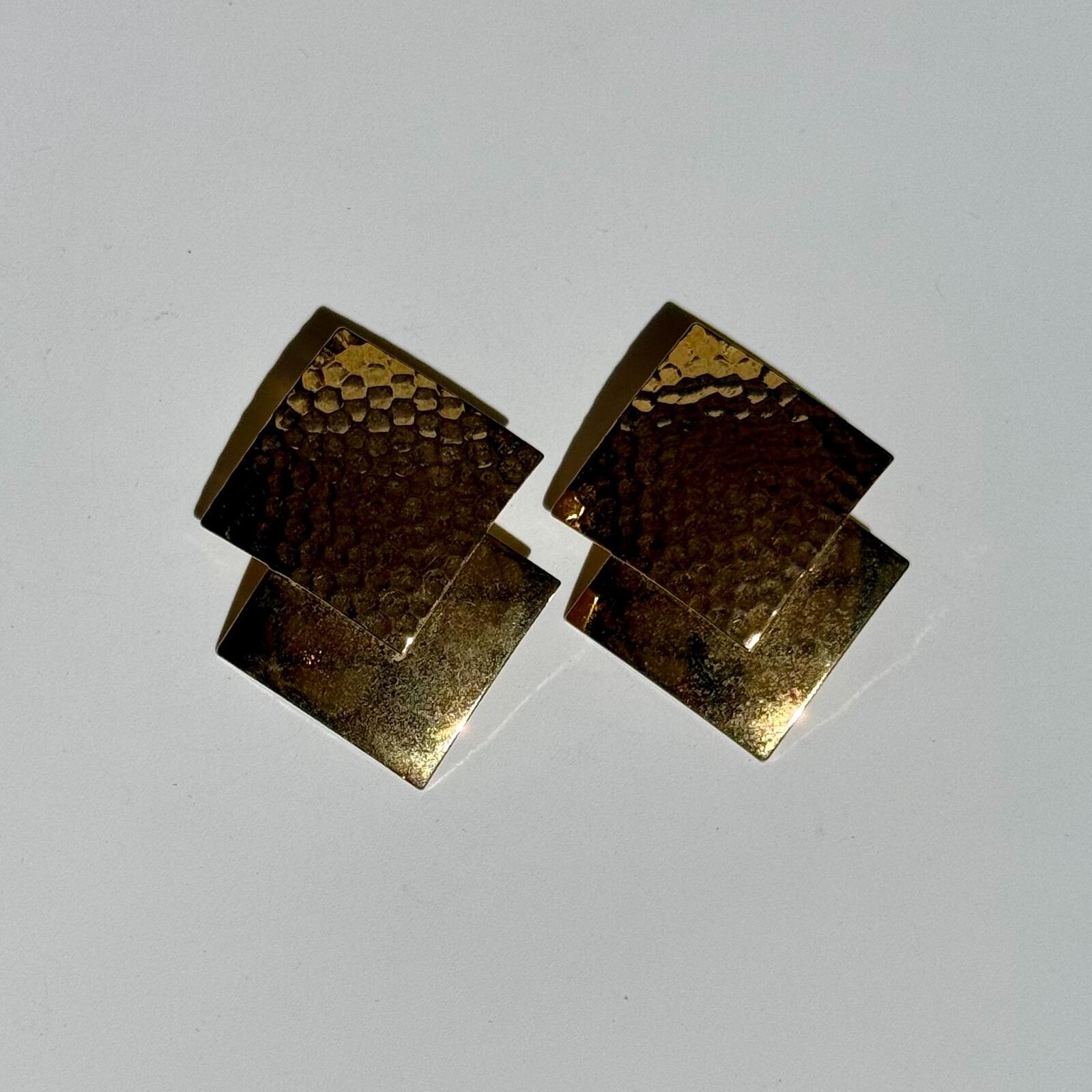 Vintage 80s Hammered Metal Earrings