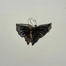 Load image into Gallery viewer, Vintage Black Butterfly Brooch | Gold Tone with Filigree Wings | Vintage Gift
