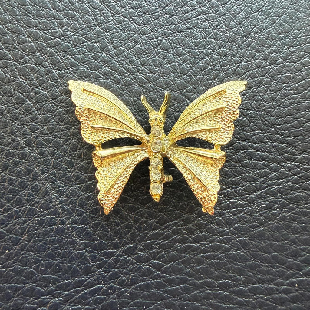 Vintage GERRY’S Butterfly Brooch | Gold Rhinestone Pin