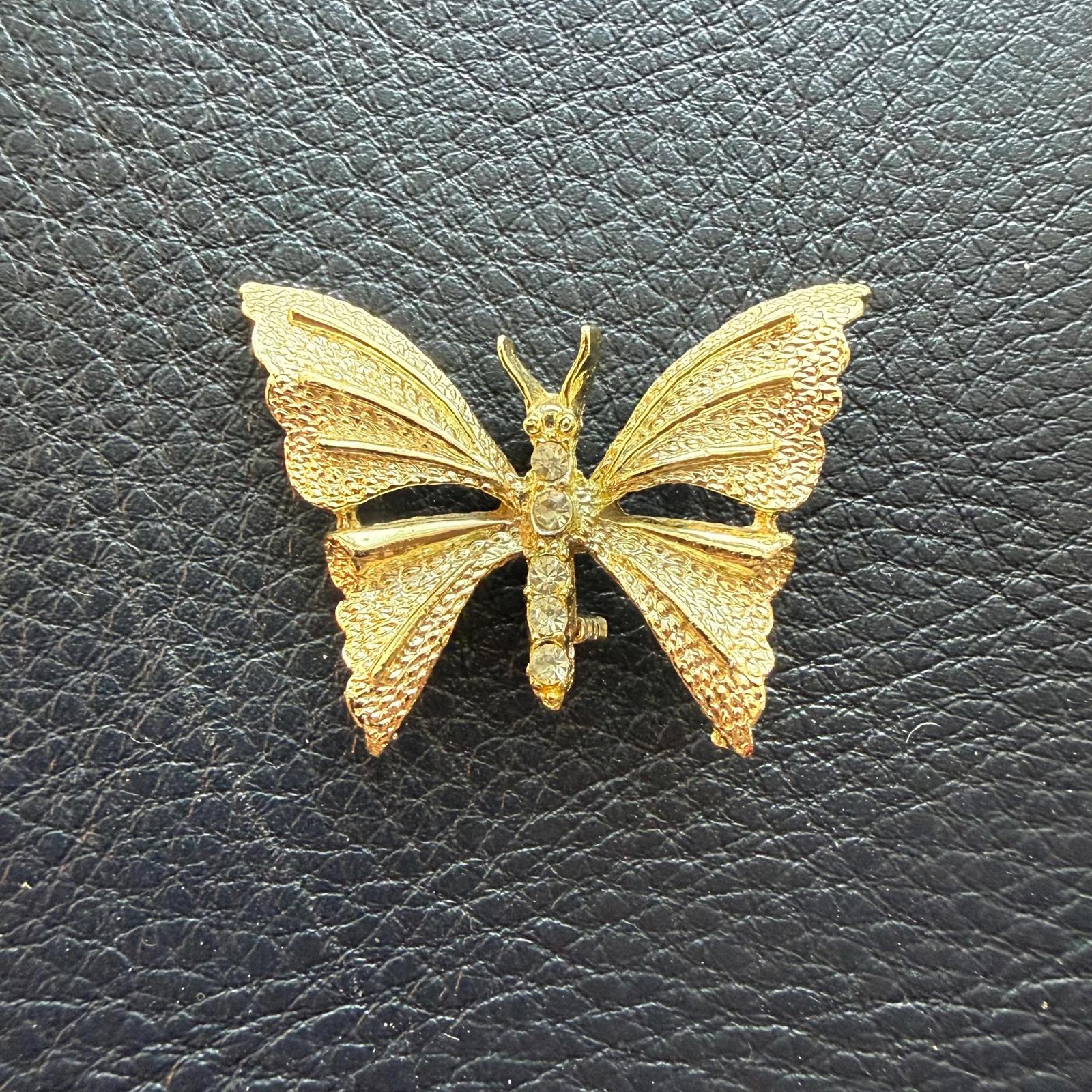 Vintage GERRY’S Butterfly Brooch | Gold Rhinestone Pin