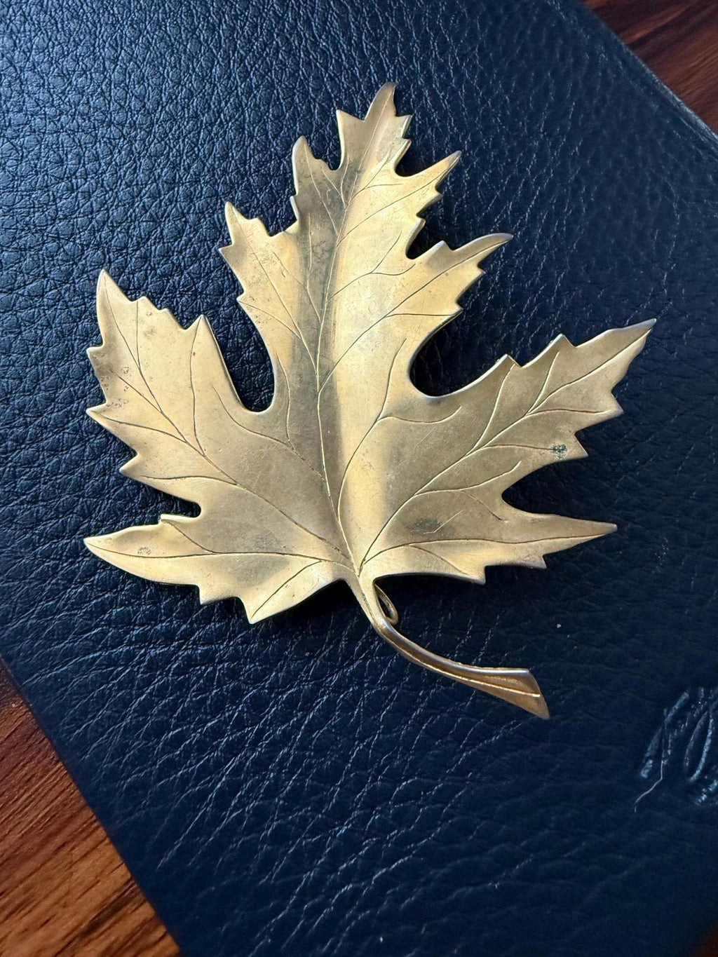 Large Vintage Gold Maple Leaf Brooch | 4” Statement Pin
