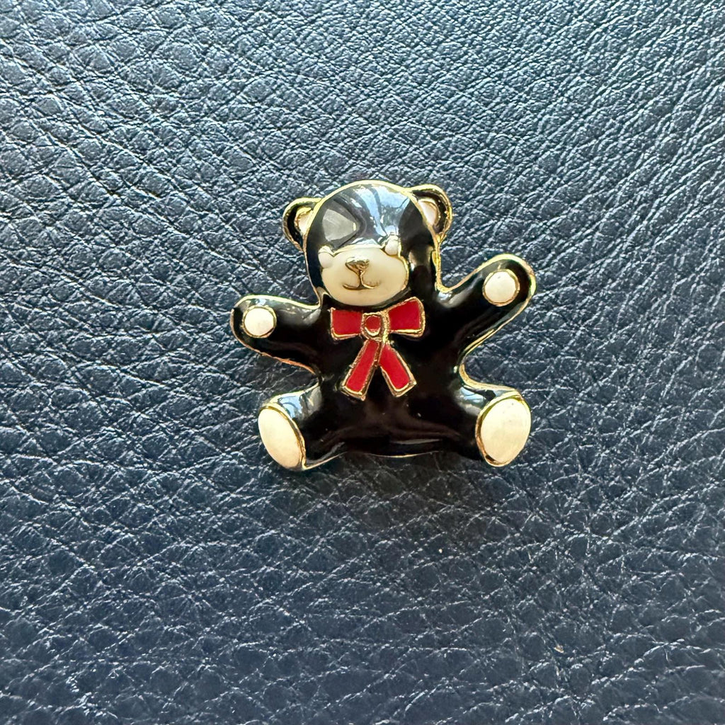 Vintage Enamel Teddy Bear Pin | Gold Tone Brooch | Cute Gift