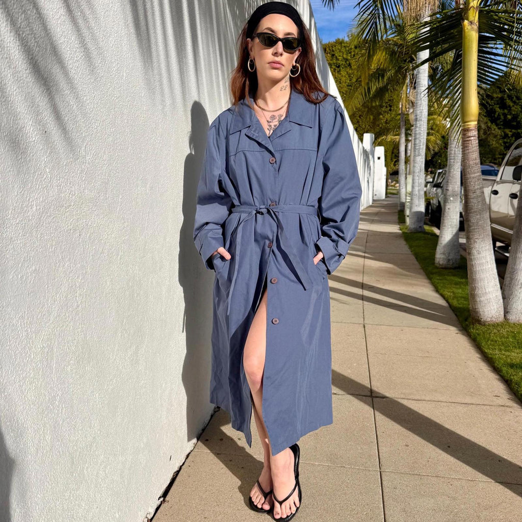 Vintage London Fog Trench | Blue Gray USA Made | Size 16P