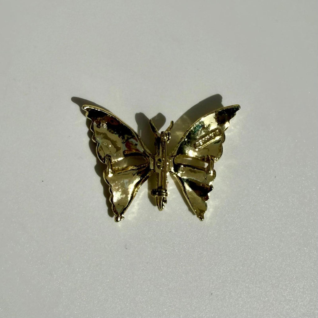 Vintage GERRY’S Butterfly Brooch | Gold Rhinestone Pin