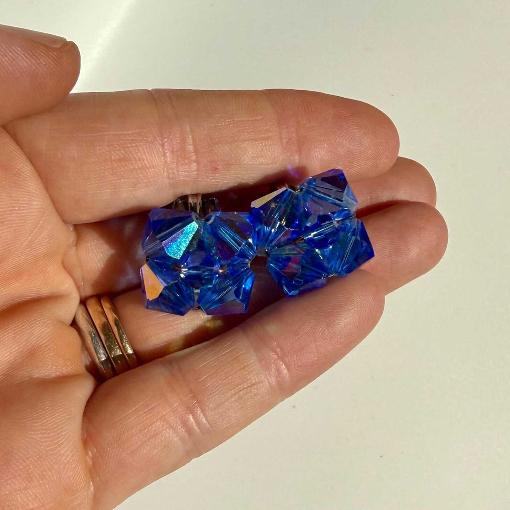Vintage Blue Sparkly Crystal Earrings