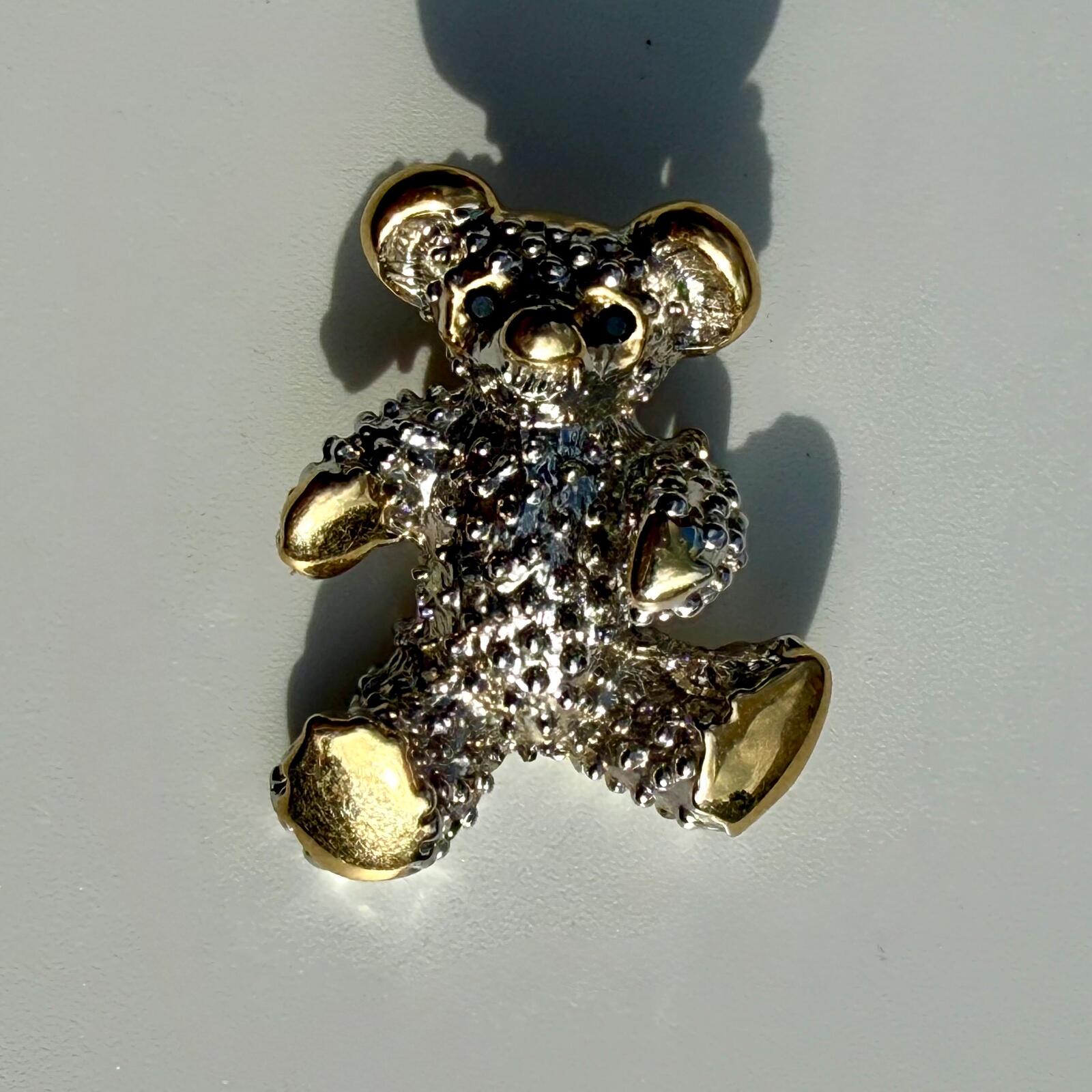 Vintage Teddy Bear Brooch | Gold & Silver Tone Bear Pin