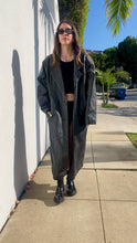 Load and play video in Gallery viewer, Vintage Long Leather Trench Coat
