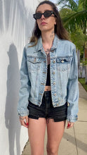 Load and play video in Gallery viewer, Vintage Denim Trucker Jacket
