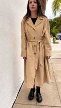 Load and play video in Gallery viewer, Vintage Tan Trench Coat, Union Made Long Trench Jacket
